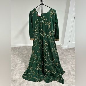 Green Embroidered Gown
